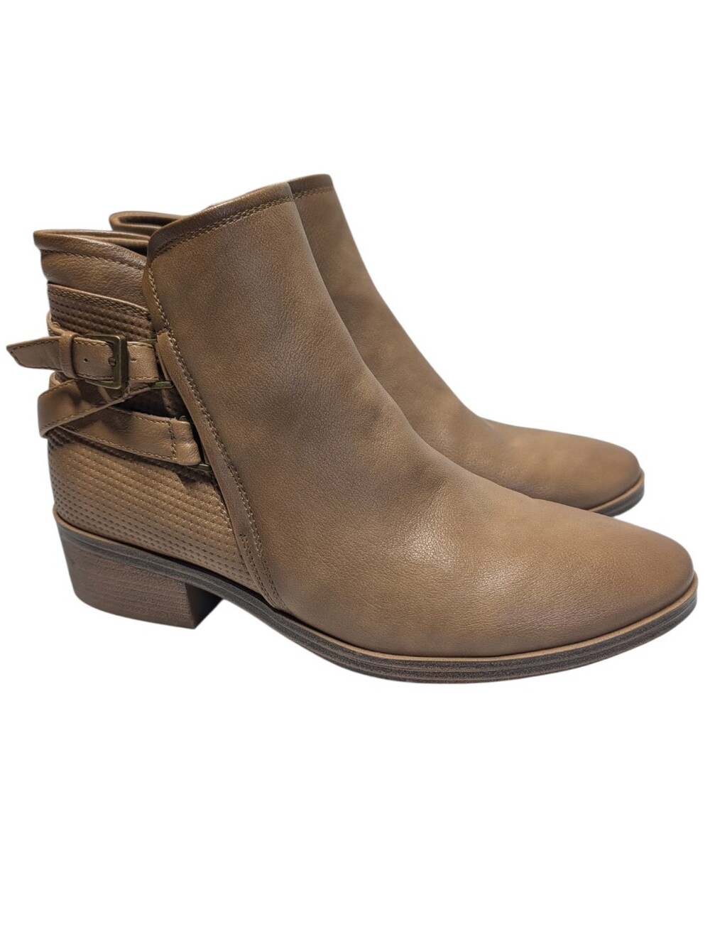 Baretraps Mackenzie Womens Brown Man-made Ankle Boot Round Toe Zip Buckle 9.5M